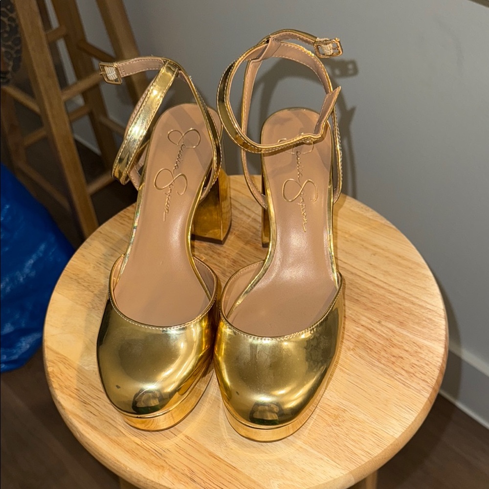 Gold Jessica Simpson heels